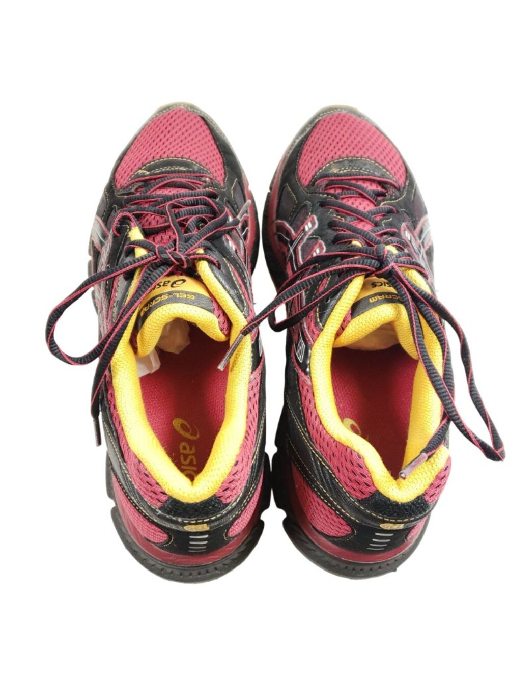 Asics Mens Size 10 Gel Scram Trail Running Shoes Black/Red/Yellow - Picture 7 of 9